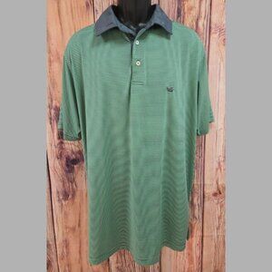 Southern Marsh Mens XL Green & Gray Striped Polo